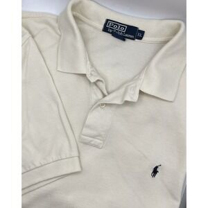 Polo Ralph Lauren Interlock Polo Shirt XL Cream 100% Cotton Black‎ Pony